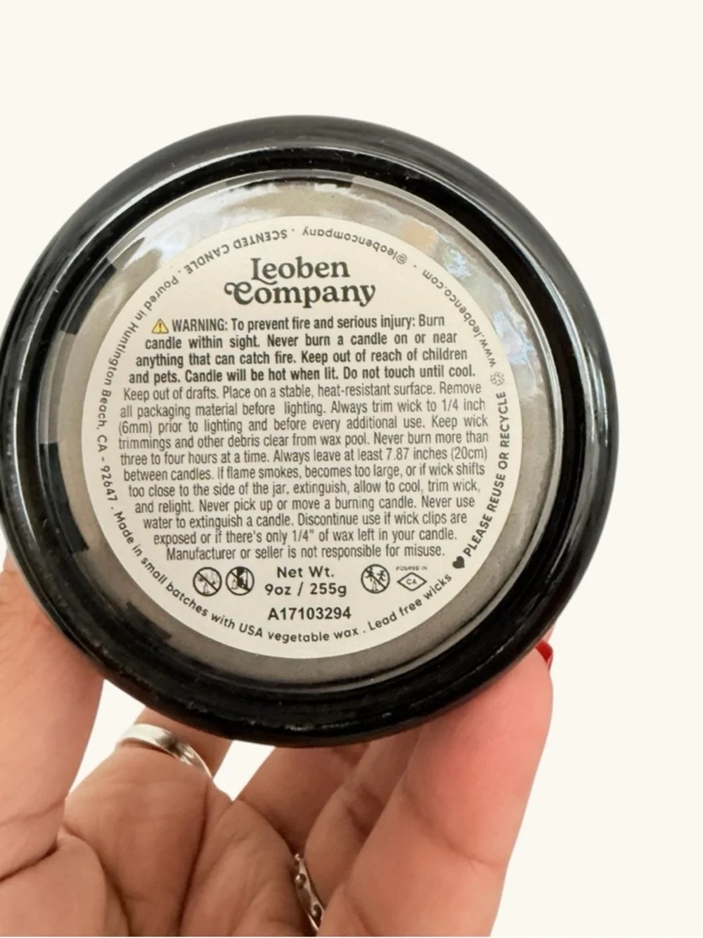 Leoben Company Patchouli & Tobacco Scented Candle - Black Jar